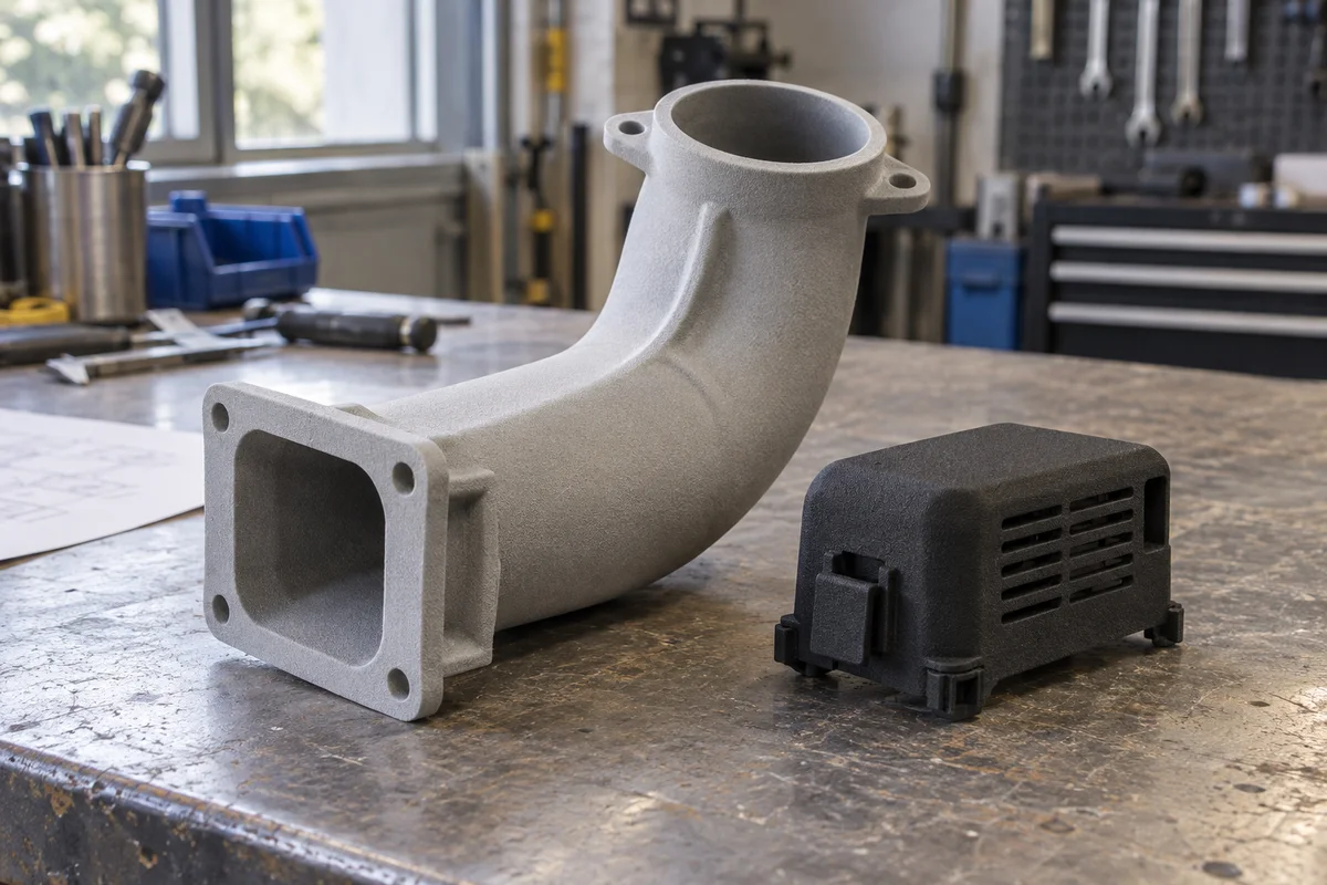 SLS nylon components — illustrative concept